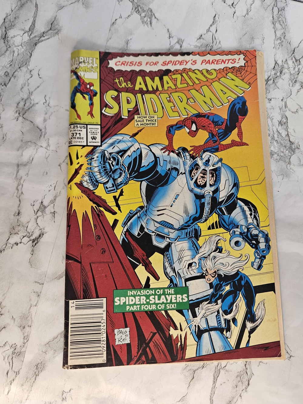 The Amazing Spider-Man #371 comic book, published in December 1992.